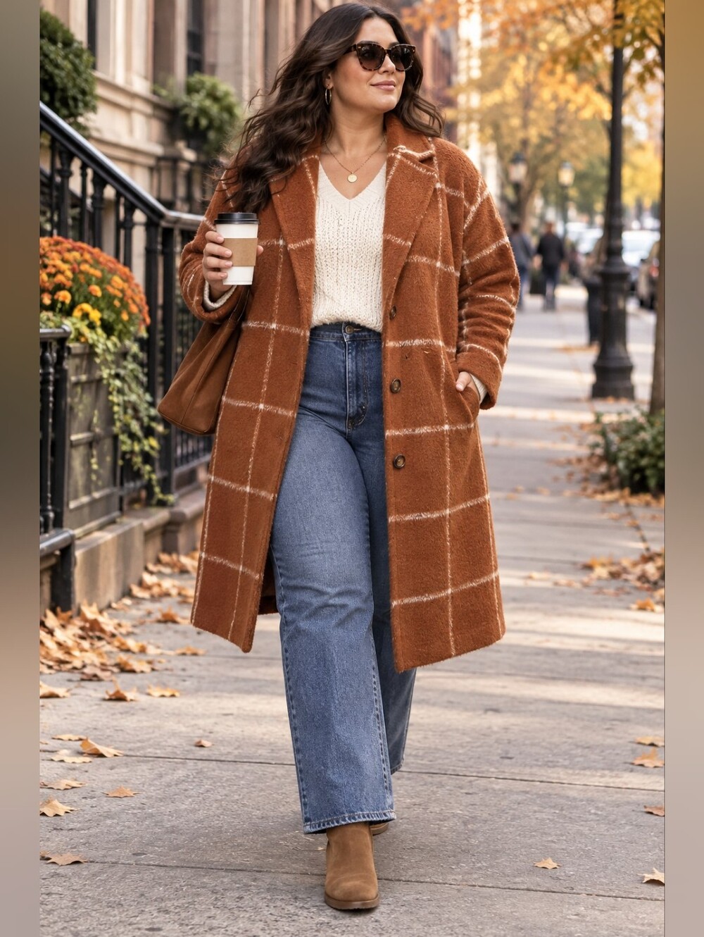 Old Navy Relaxed Plaid Soft-Brushed Overcoat Quiet Luxury Preppy Women's 2X NWT